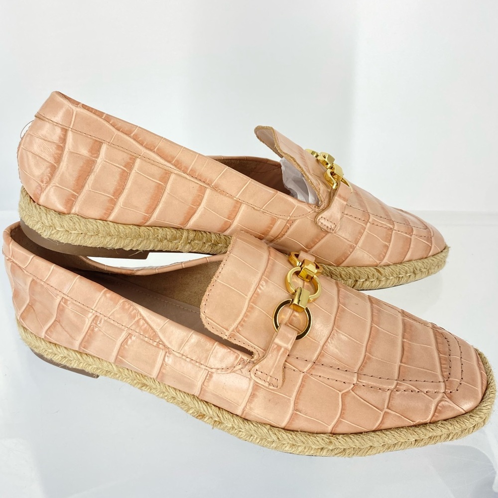 Schutz Patty Rosa Croc Embossed Espadrille Loafer  SZ 8B